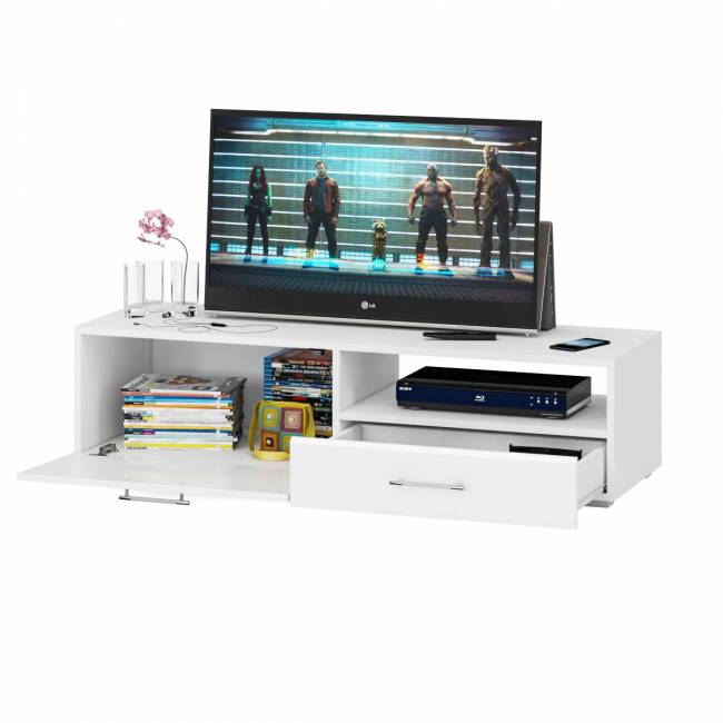 Тумба под ТВ Ларго 1,4 цвет белый/белый глянец