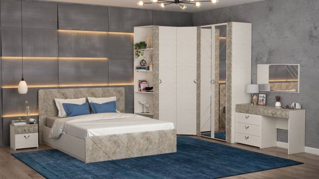 Кровать 1600 с подъёмным ортопедическим основанием Амели 11.31 цвет шёлковый камень/бетон чикаго беж