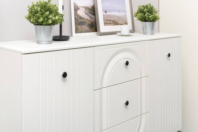 Комод с сервантом Валенсия цвет белый шагрень Комод с сервантом Валенсия цвет белый шагрень