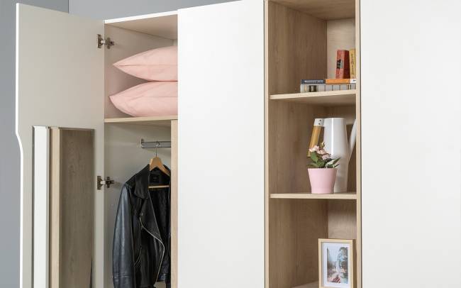 Мебель для спальни Муссон № 15 кровать на 1600 цвет белый/дуб эндгрейн элегантный, ортопед