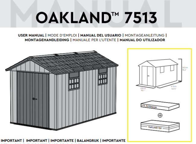 Сарай "Окланд 7513" (размеры 210 x 405 см)