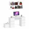 Двухтумбовый стол компьютерный Мори МС-2 с тумбочкой с ящиком и полкой на 1200 цвет белый Двухтумбовый стол компьютерный Мори МС-2 с тумбочкой с ящиком и полкой на 1200 цвет белый