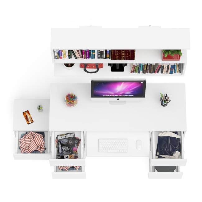 Двухтумбовый стол компьютерный Мори МС-2 с тумбочкой с ящиком и полкой на 1200 цвет белый Двухтумбовый стол компьютерный Мори МС-2 с тумбочкой с ящиком и полкой на 1200 цвет белый