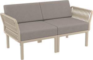 Диван пластиковый двухместный с подушками Portofino Lounge бежевый, светло-коричневый 1600х800х690 мм