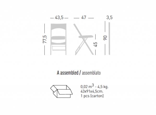 Стул пластиковый складной Compact красный 435х470х775 мм