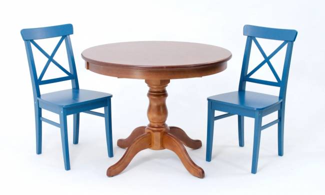 Обеденная группа Брамос К 100 орех со стульями Ингольф синий Обеденная группа Брамос К 100 орех со стульями Ингольф синий