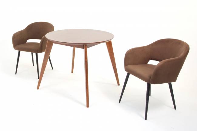 Стол Сканди К 100 орех с креслами Пичч велюр коричневый Стол Сканди К 100 орех с креслами Пичч велюр коричневый