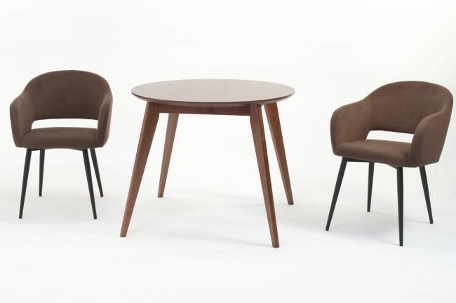Стол Сканди К 100 орех с креслами Пичч велюр коричневый Стол Сканди К 100 орех с креслами Пичч велюр коричневый