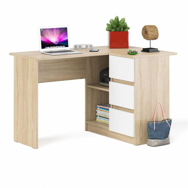 Угловой компьютерный стол Мори МС-16 правый цвет дуб сонома/белый Угловой компьютерный стол Мори МС-16 правый цвет дуб сонома/белый