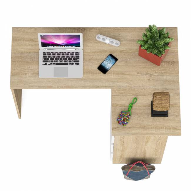 Угловой компьютерный стол Мори МС-16 правый цвет дуб сонома/белый Угловой компьютерный стол Мори МС-16 правый цвет дуб сонома/белый