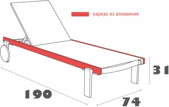 Шезлонг-лежак металлический Casablanca черный 1900х740х310 мм Шезлонг-лежак металлический Casablanca черный 1900х740х310 мм