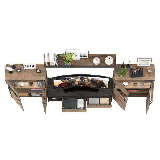 Мебель лофт с подсветкой для гостиной Трувор № 67 цвет дуб гранж песочный/интра