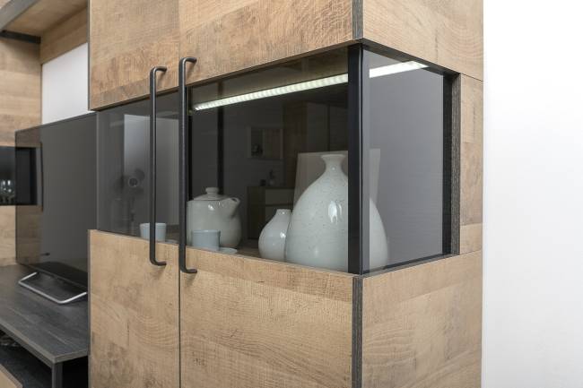 Мебель лофт с подсветкой для гостиной Трувор № 67 цвет дуб гранж песочный/интра