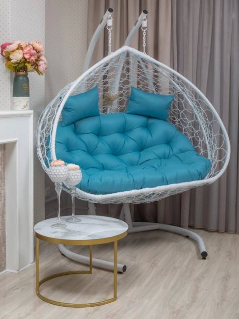 Подвесное двухместное кресло из искусственного ротанга "BUENO GRANDE", белый