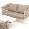 "Диего" лаунж-зона 4-местная плетеная из роупа (веревки), каркас алюминиевый белый, роуп бежевый "Диего" лаунж-зона 4-местная плетеная из роупа (веревки), каркас алюминиевый белый, роуп бежевый