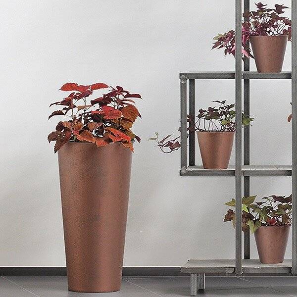 Кашпо для цветов "Prosperplast Tubus Slim Corten", кортен сталь, 64+35л