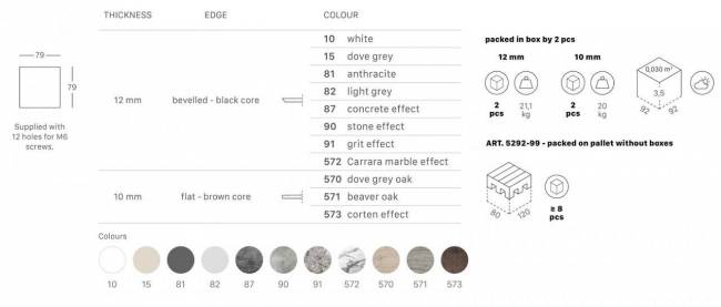 Столешница квадратная Compact Laminate для подстолья Nemo, Domino, Tiffany, Cross состаренный серый дуб 800х800х10 мм
