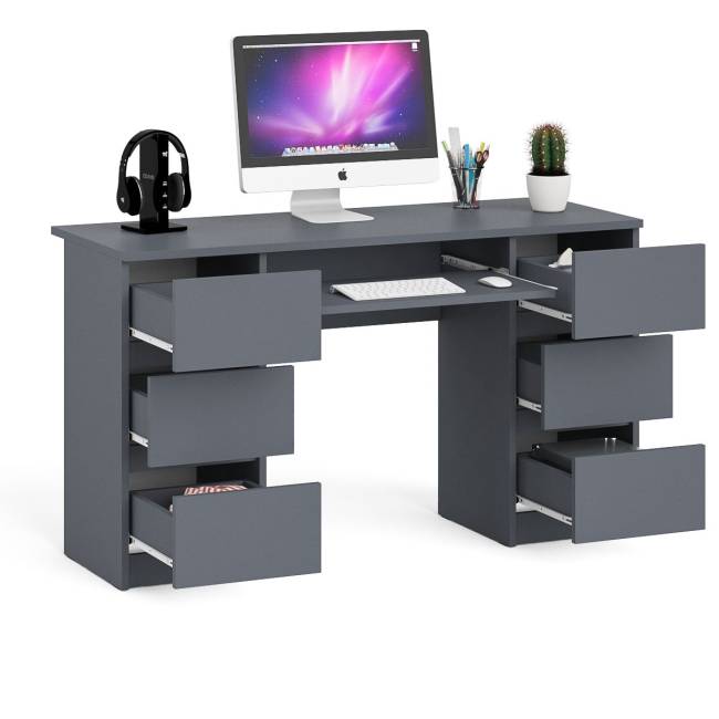 Компьютерный стол с двумя тумбами Мори МС-2 цвет графит Компьютерный стол с двумя тумбами Мори МС-2 цвет графит