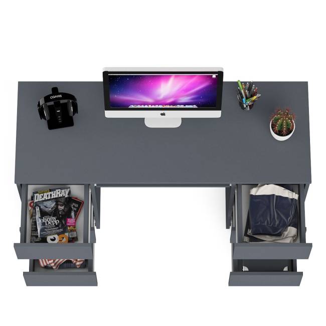 Компьютерный стол с двумя тумбами Мори МС-2 цвет графит Компьютерный стол с двумя тумбами Мори МС-2 цвет графит