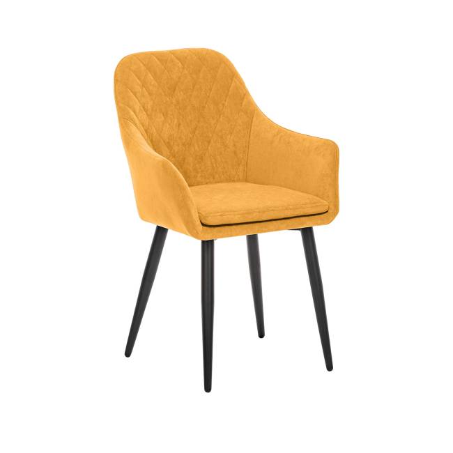 Стул с подлокотниками Leset Слим, каркас Черный, велюр Горчица Горчица Черный