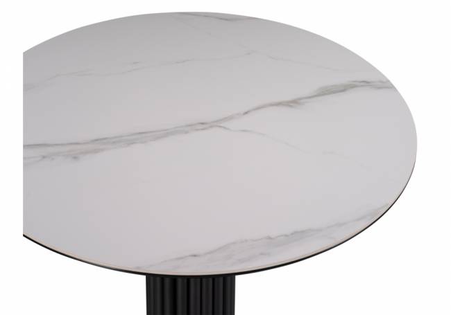 Керамический стол Кэмерон 90х90 белый мрамор snow white / черный