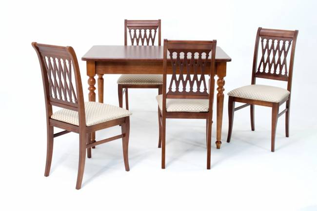 Обеденная группа Вивальди 120 со стульями Рич/ ромб бежевый, Орех