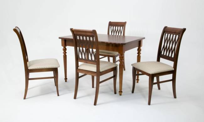 Обеденная группа Вивальди 120 со стульями Рич/ ромб бежевый, Орех