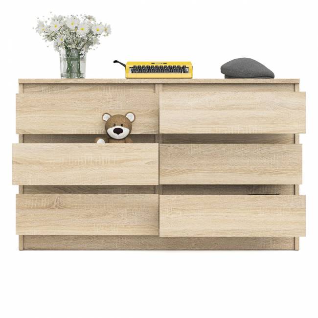 Широкий комод шесть ящиков Мори МК1200.6 цвет дуб сонома Широкий комод шесть ящиков Мори МК1200.6 цвет дуб сонома