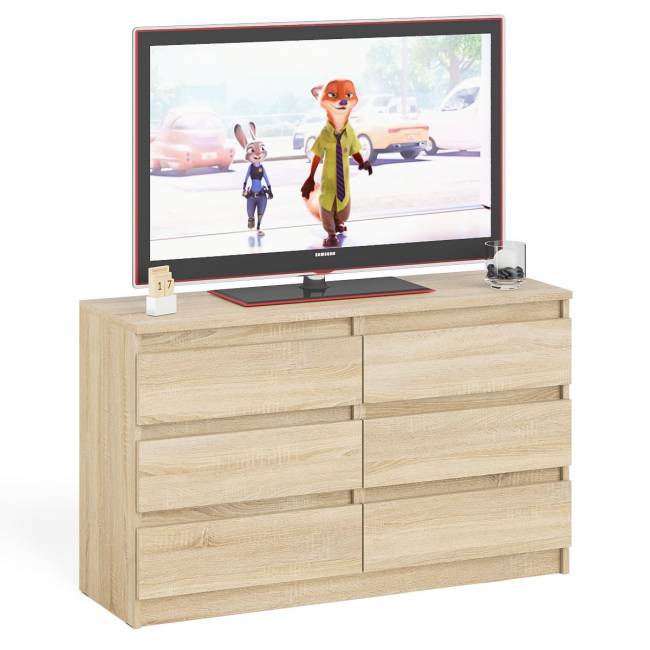 Широкий комод шесть ящиков Мори МК1200.6 цвет дуб сонома Широкий комод шесть ящиков Мори МК1200.6 цвет дуб сонома