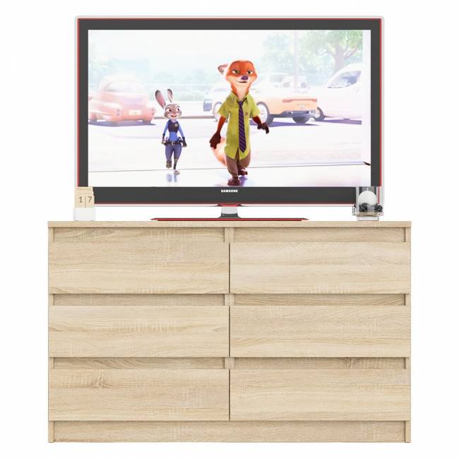 Широкий комод шесть ящиков Мори МК1200.6 цвет дуб сонома Широкий комод шесть ящиков Мори МК1200.6 цвет дуб сонома