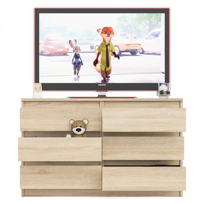 Широкий комод шесть ящиков Мори МК1200.6 цвет дуб сонома Широкий комод шесть ящиков Мори МК1200.6 цвет дуб сонома