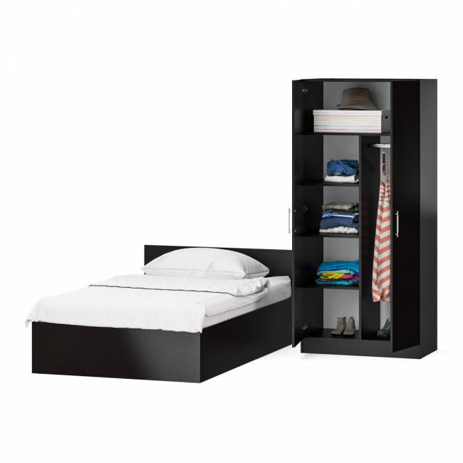 Кровать односпальная 1200 со шкафом для одежды 2-х створчатым Стандарт цвет венге