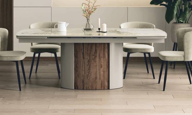 Стол БАТИСТ 200 PATAGONIA POLISHED, керамика / ЛАТТЕ / ОРЕХ ЭККО М-City