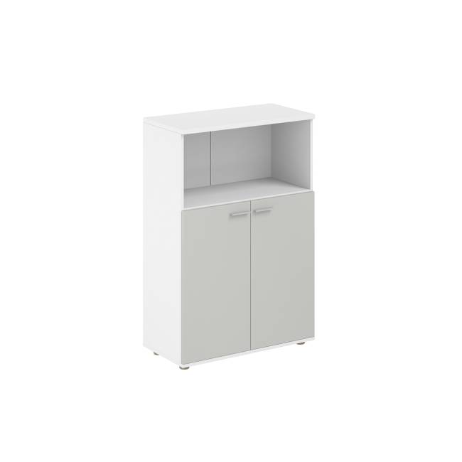 SG.843.WH.SH / Шкаф средний с нишей 800х400х1200, 2-х дв., з.ст HDF / корпус: белый; фасады: серый бархат