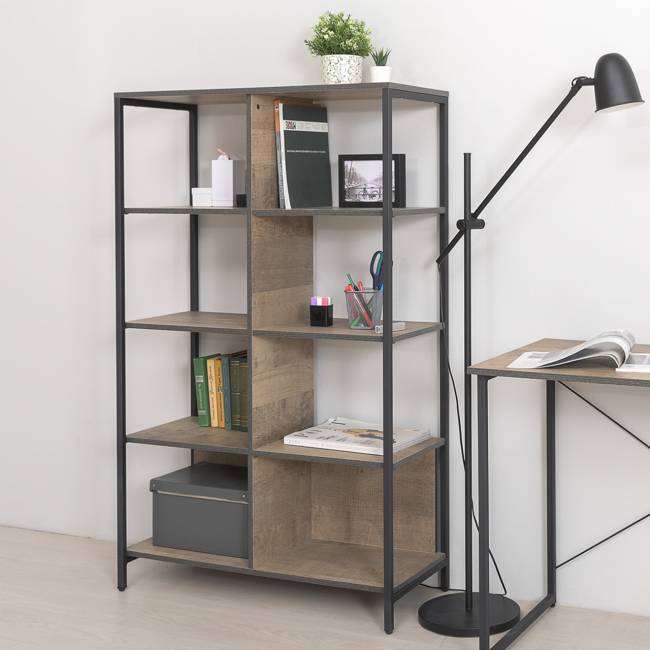 Открытый стеллаж с полками и стеллаж Трувор 13.151.02 цвет дуб гранж песочный/интра