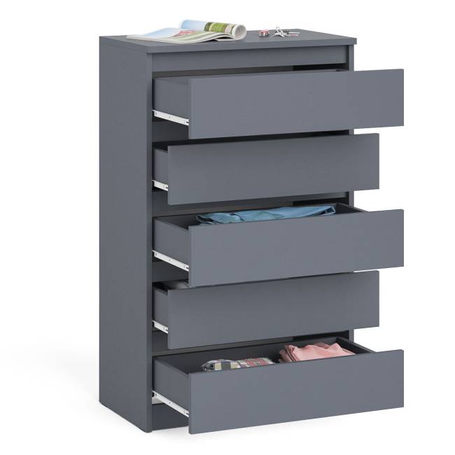 Узкий комод пять ящиков Мори МК700.5 цвет графит
