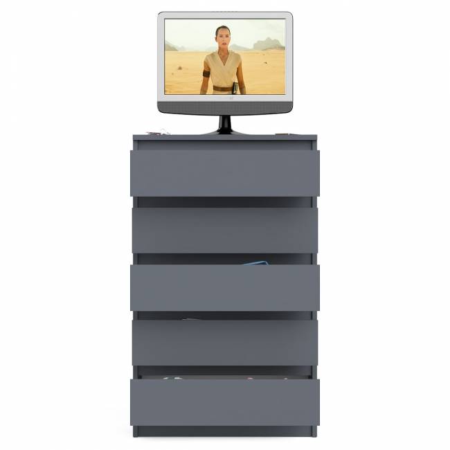 Узкий комод пять ящиков Мори МК700.5 цвет графит