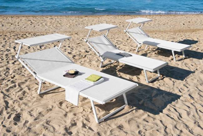 Шезлонг-лежак металлический Big серебристый 2040х840х470 мм