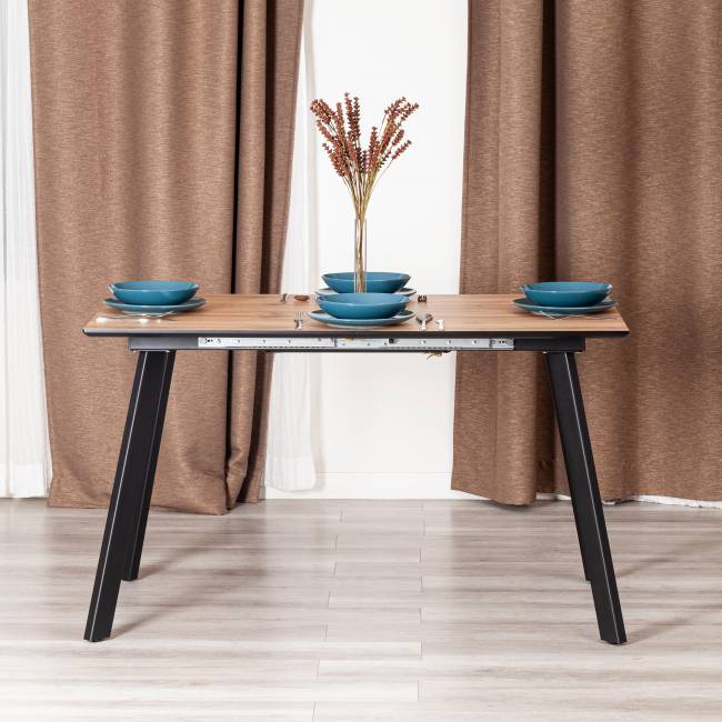 Стол обеденный DARWIN МДФ HPL 0,6 мм/металл, 80х130-170х75 см, Дуб Вотан/чёрный