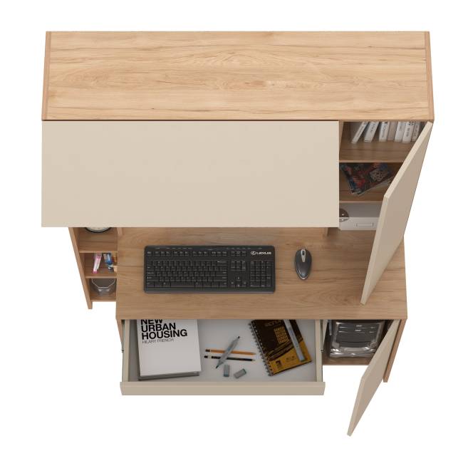 Компьютерный стол с системой хранения Комфорт 12.71 цвет гикори рокфорд натуральный/сатин Компьютерный стол с системой хранения Комфорт 12.71 цвет гикори рокфорд натуральный/сатин