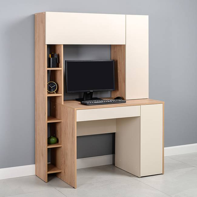 Компьютерный стол с системой хранения Комфорт 12.71 цвет гикори рокфорд натуральный/сатин Компьютерный стол с системой хранения Комфорт 12.71 цвет гикори рокфорд натуральный/сатин