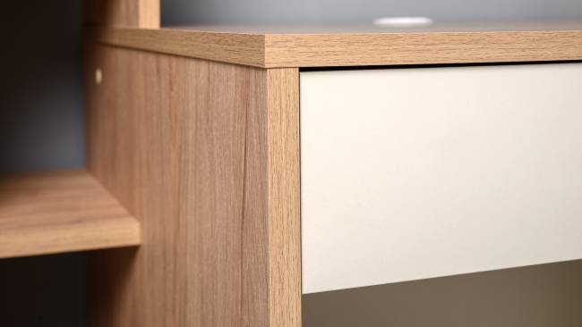 Компьютерный стол с системой хранения Комфорт 12.71 цвет гикори рокфорд натуральный/сатин Компьютерный стол с системой хранения Комфорт 12.71 цвет гикори рокфорд натуральный/сатин