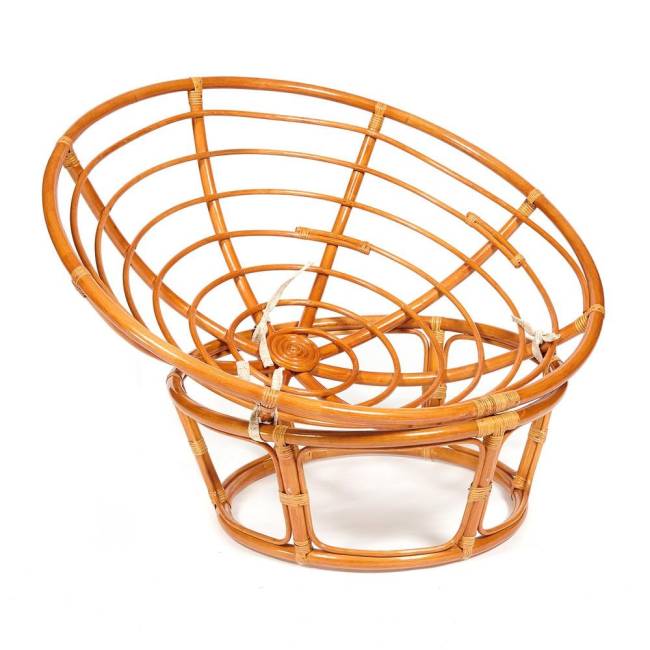 Кресло PAPASAN/ПАПАСАН 23/01 W  /с подушкой/ диаметр подушки 125 см, 115х101х104 см, Cognac (коньяк), флок Олива, 23 Cognac (коньяк)