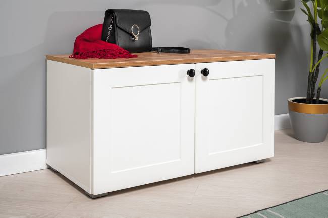 Тумба Остин 13.257 цвет белый шагрень/дуб крафт золотой